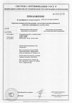 2019.11.16 Аксай - Приложение к сертификату Изделия крепежные из металла, торговая марка Tech-KREP. Серийный выпуск